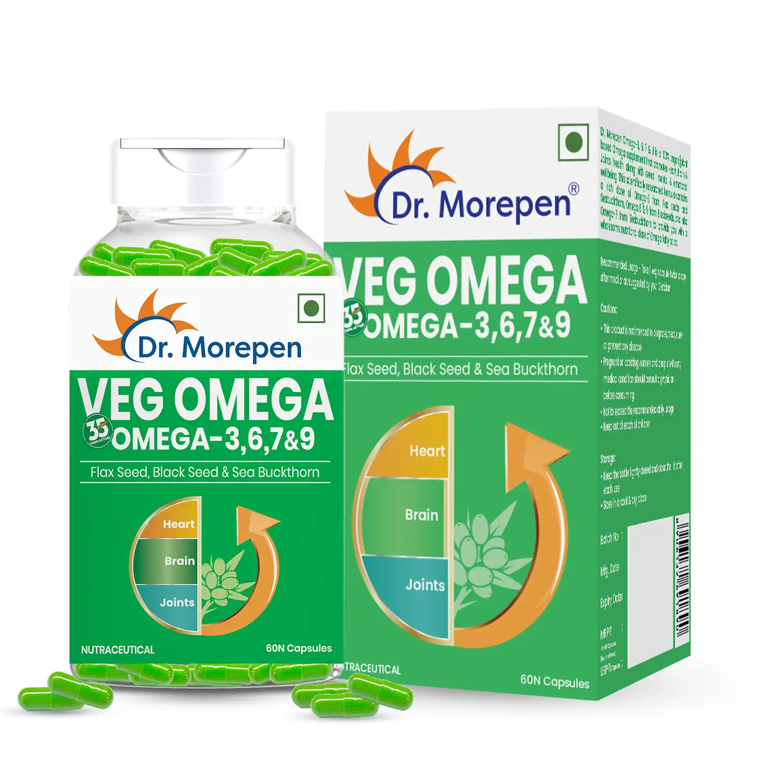 Dr. Morepen Veg-Omega 3-6-7-9 | Capsule for Heart, Brain & Joint Health